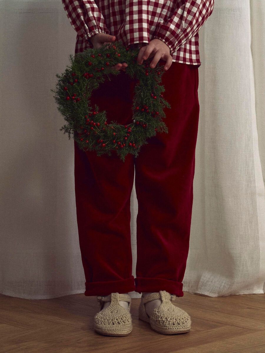 Product carousel image - VELOUR TROUSERS, Red Dahlia | 1