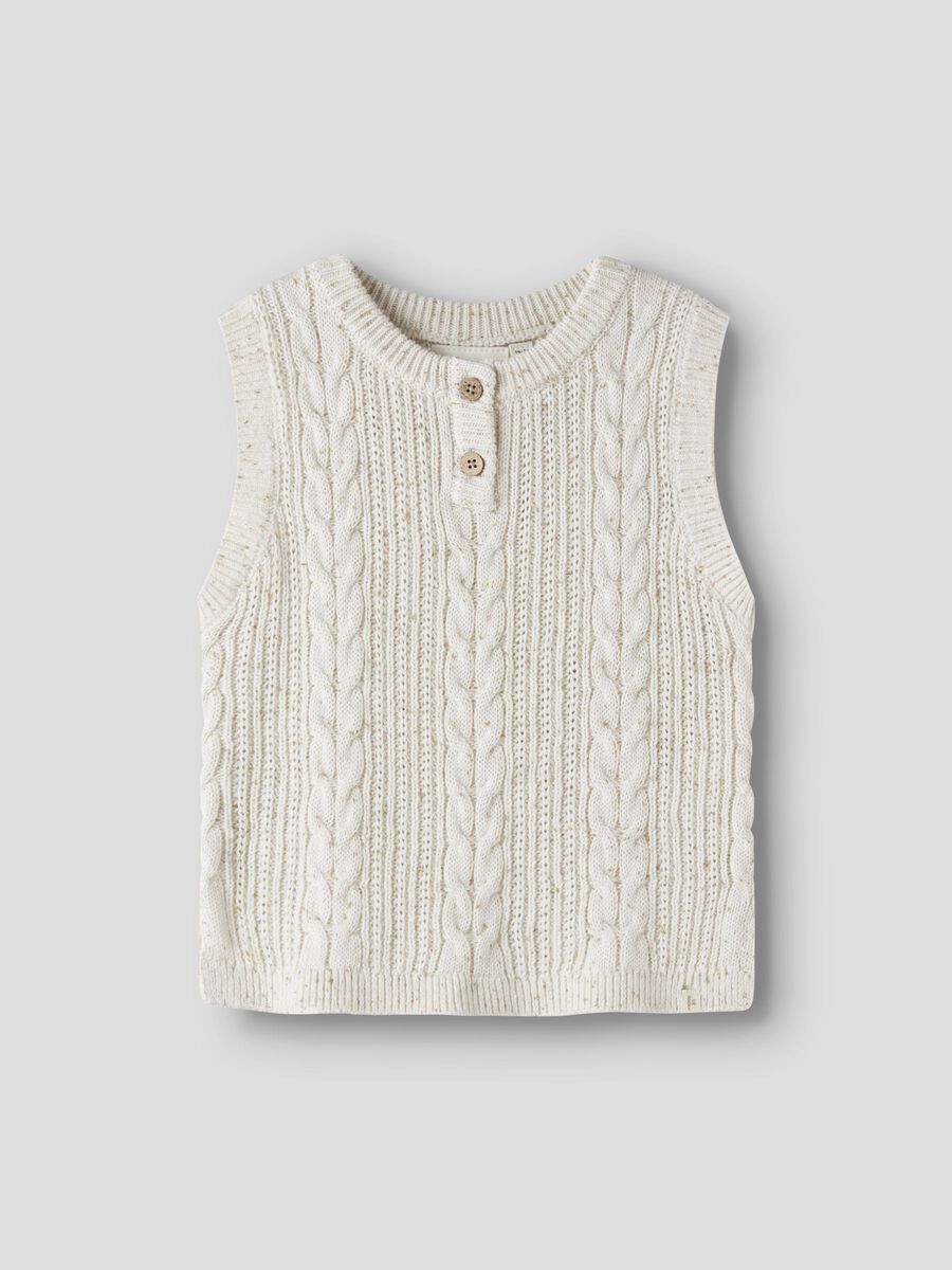 Regular fit gebreid gilet, colour: turtledove, witte