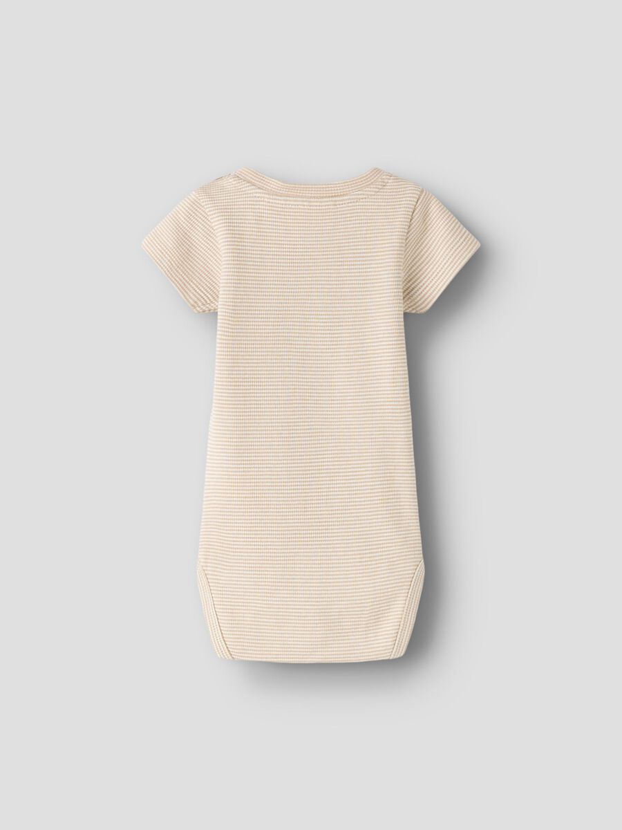 Product carousel image - SHORT SLEEVED ROMPER, Oxford Tan | 2