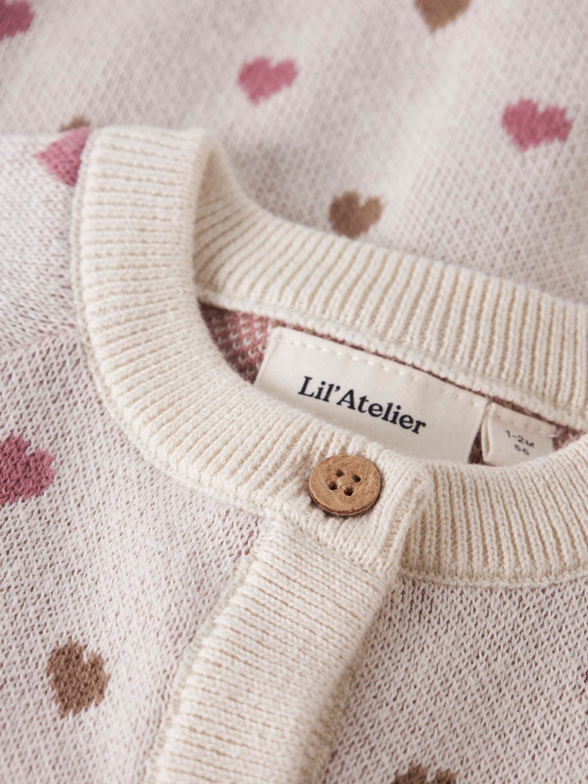 Carousel image - HEART KNITTED CARDIGAN, Turtledove | 3