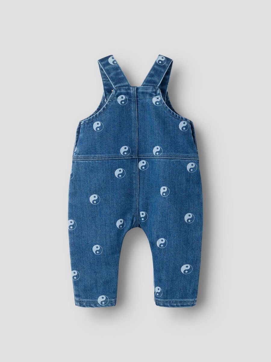 Product carousel image 2 PRINTED DENIM DUNGAREES, Dark Blue Denim
