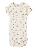Product image thumbnail - SHORT SLEEVED ROMPER, Coconut Milk | 6
