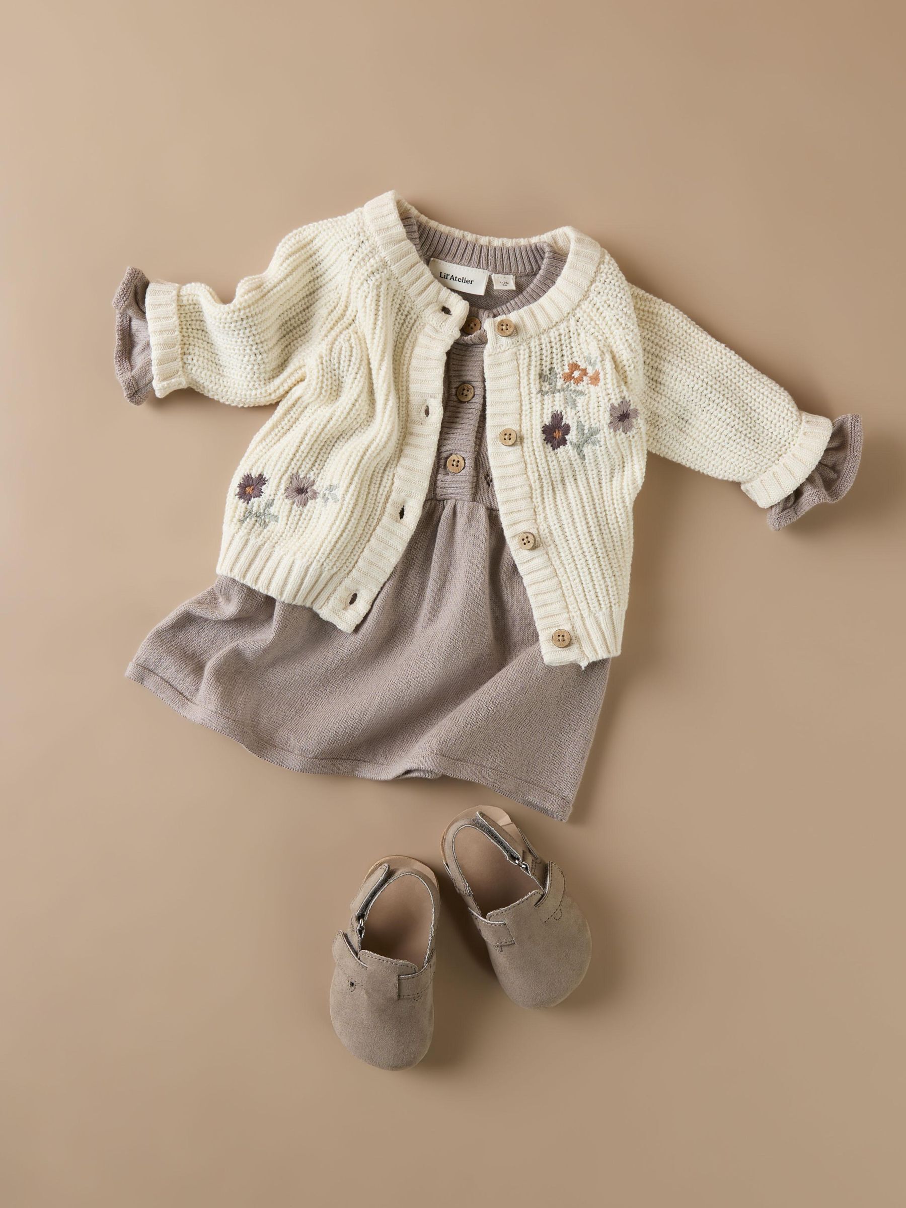 LANGE MOUWEN JURK Baby 56 86 Meisje Grijs Lil Atelier Belgie