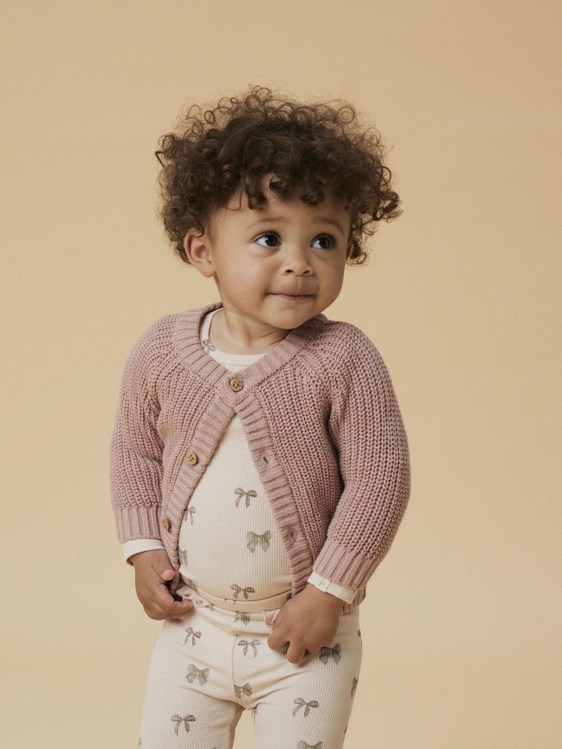 Carousel image - LONG SLEEVED KNITTED CARDIGAN, Misty Rose | 3