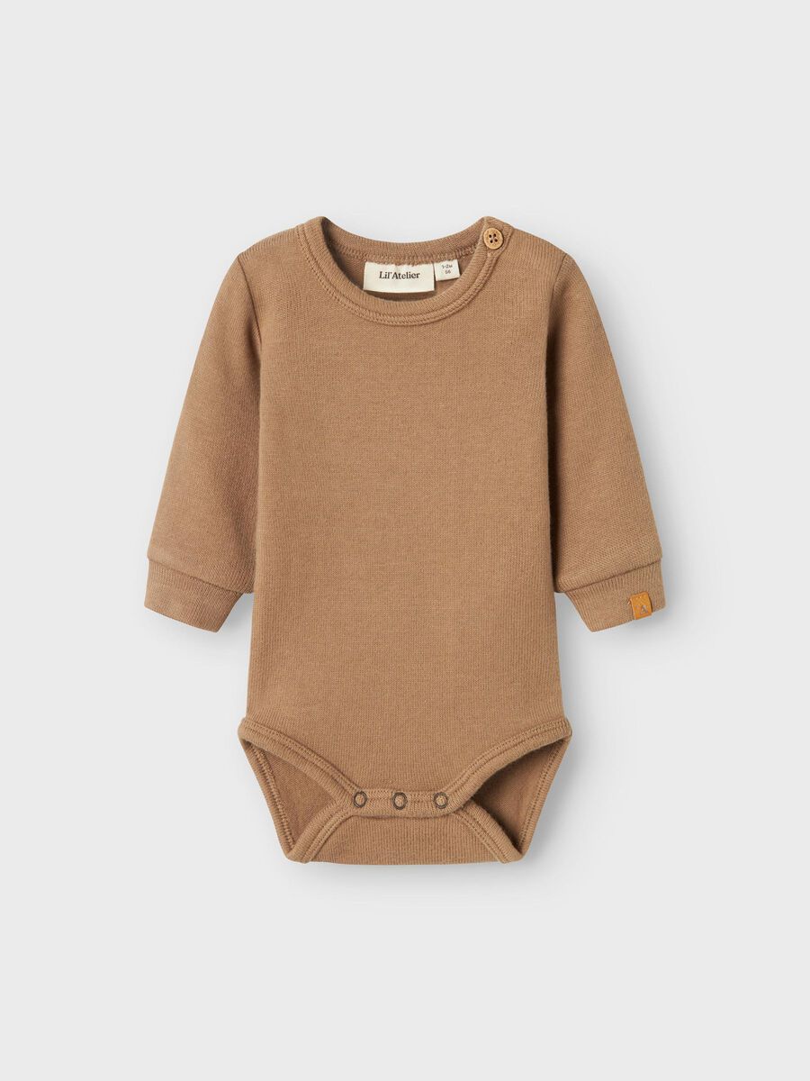 Carousel image - LONG SLEEVED ROMPER, Sepia Tint | 1