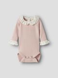 Product image thumbnail - LONG SLEEVED ROMPER, Peach Whip | 1