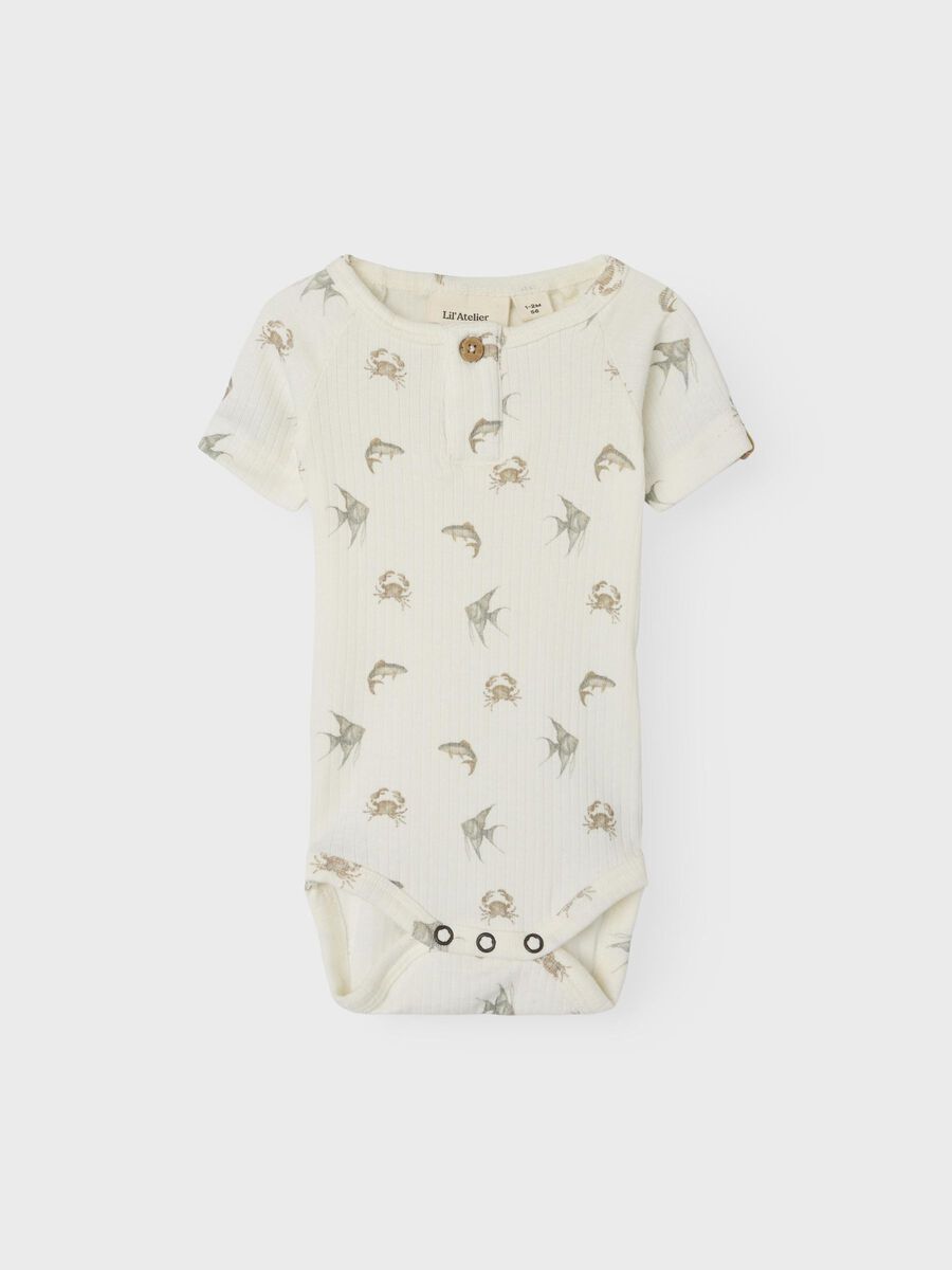 Product carousel image - SHORT SLEEVED ROMPER, Coconut Milk | 2