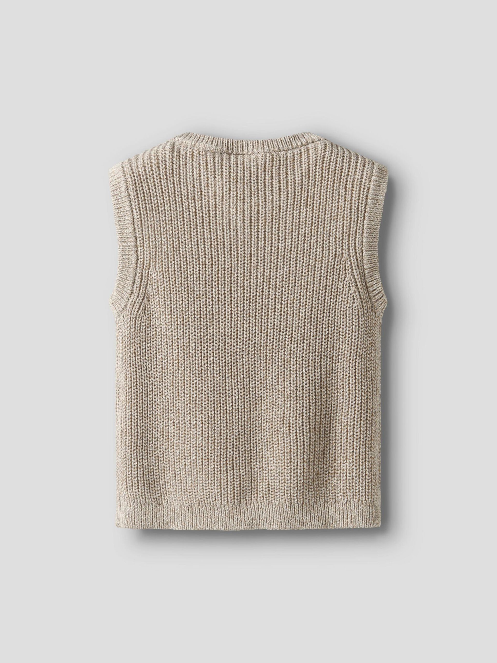 Carousel image - BIOLOGISCH KATOEN GEBREID GILET, Oxford Tan | 4