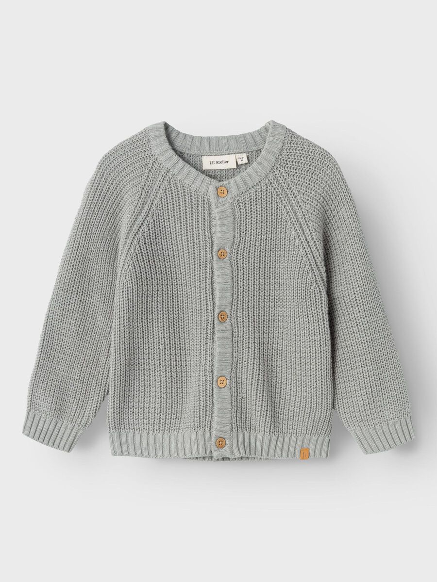 Name it LONG SLEEVED KNITTED CARDIGAN, Limestone, highres - 13231613_Limestone_003.jpg