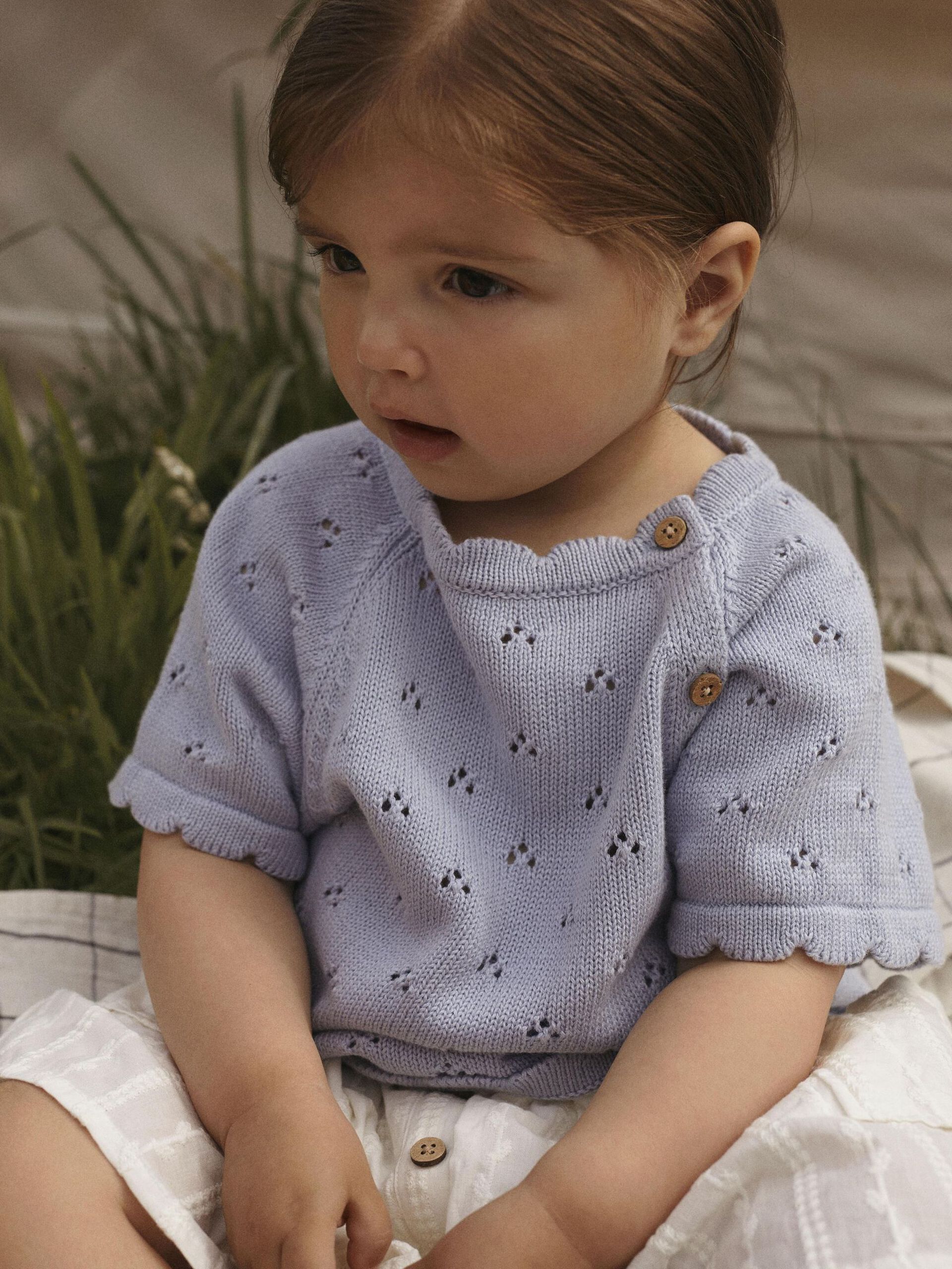 Carousel image - SHORTSLEEVED KNITTED TOP, Zen Blue | 2