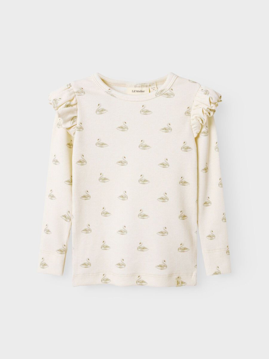 Carousel image - SLIM FIT TOP MET LANGE MOUWEN, Pastel Parchment | 1