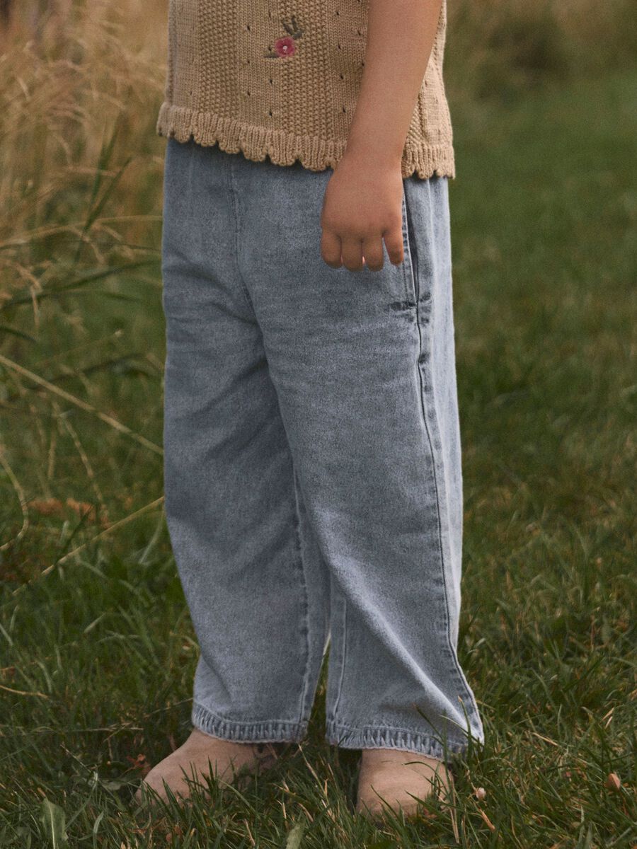 Product carousel image - WIDE FIT CROPPED JEANS, Medium Blue Denim | 1