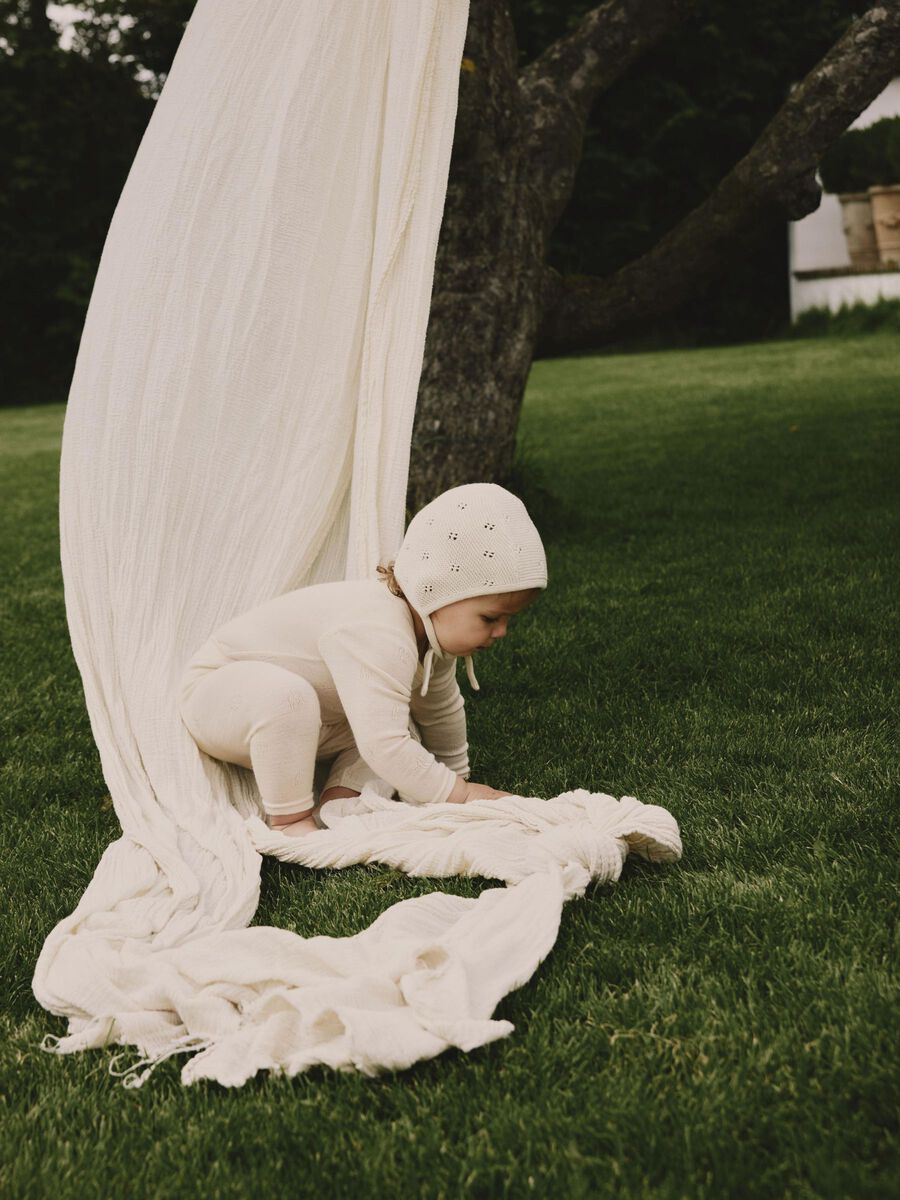 Product carousel image - LONG SLEEVED ROMPER, Sandshell | 1