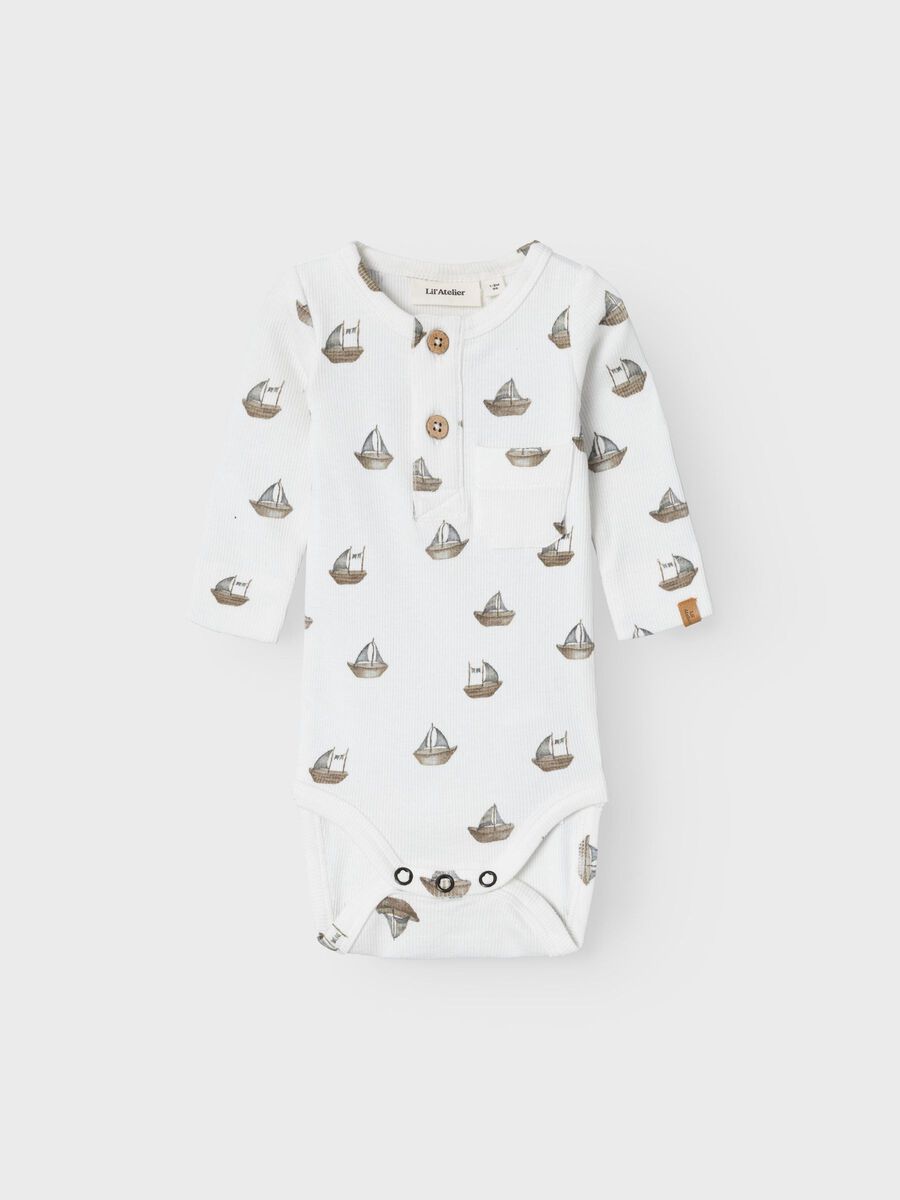 Carousel image - LONG SLEEVED ROMPER, Coconut Milk | 1