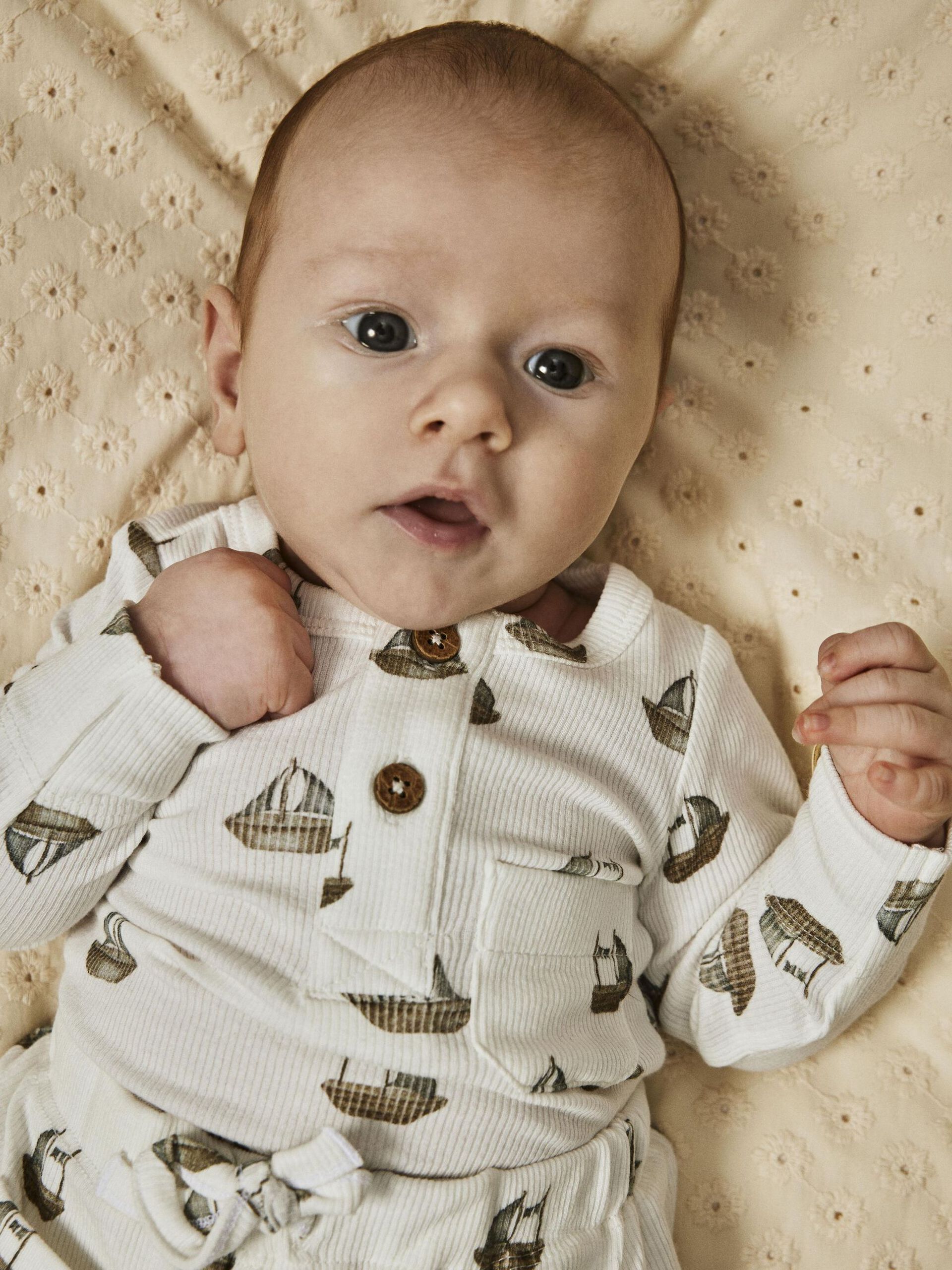 Carousel image - LONG SLEEVED ROMPER, Coconut Milk | 3