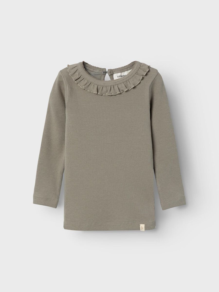 Carousel image - SLIM FIT TOP MED LANGE ÆRMER, Dried Sage | 1