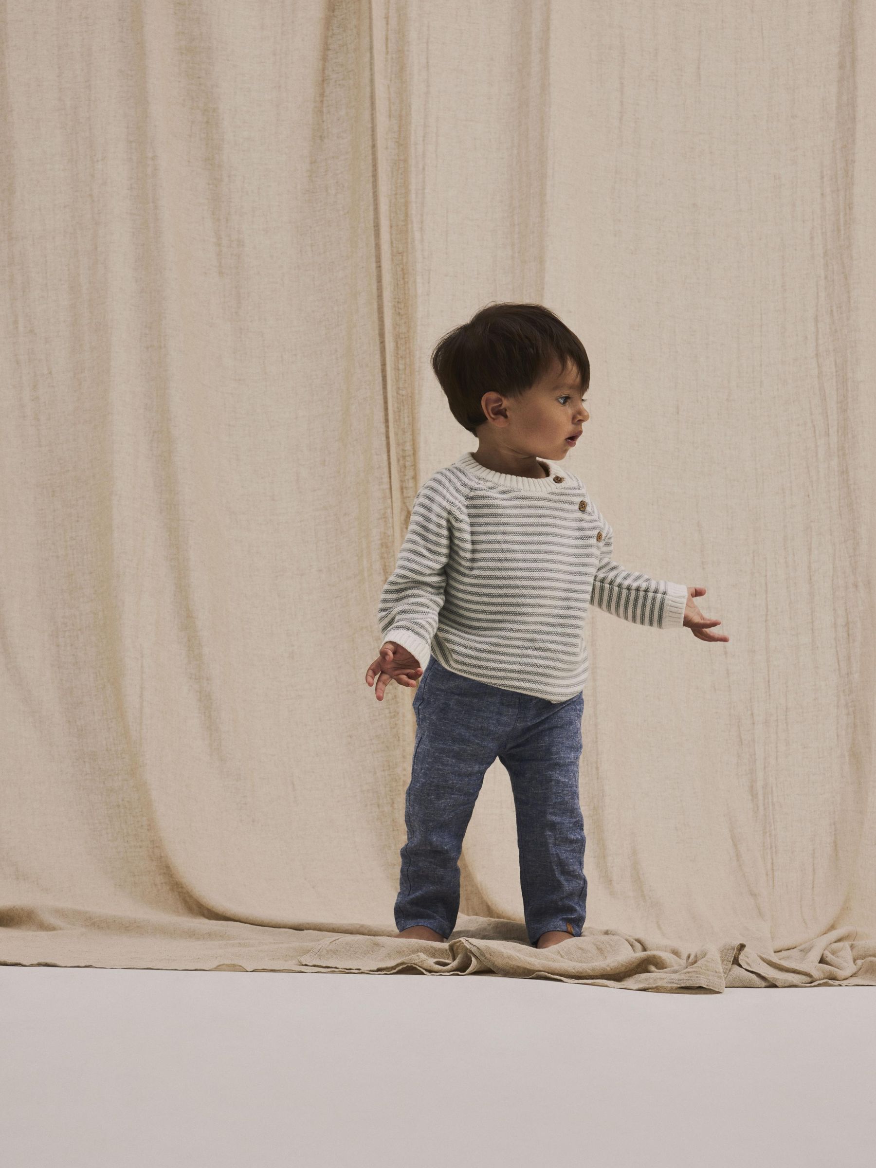GESTREEPT GEBREIDE TRUI Baby 56 86 Jongen Wit Lil Atelier Belgie